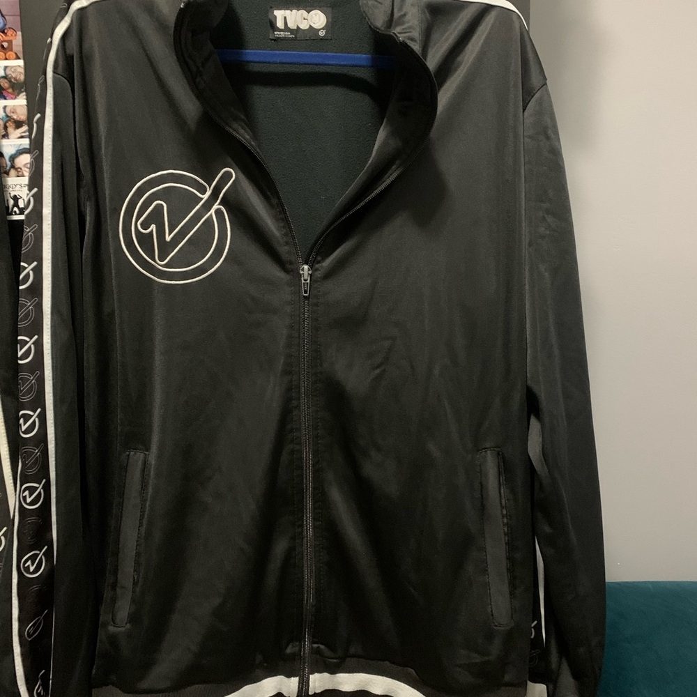 Black Track Suit with Logo Stripe